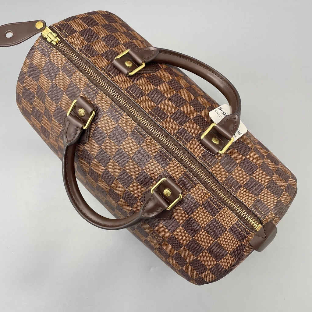 Louis Vuitton Speedy 30 Damier Ebene Tote Top Handle Bag Brown Unisex