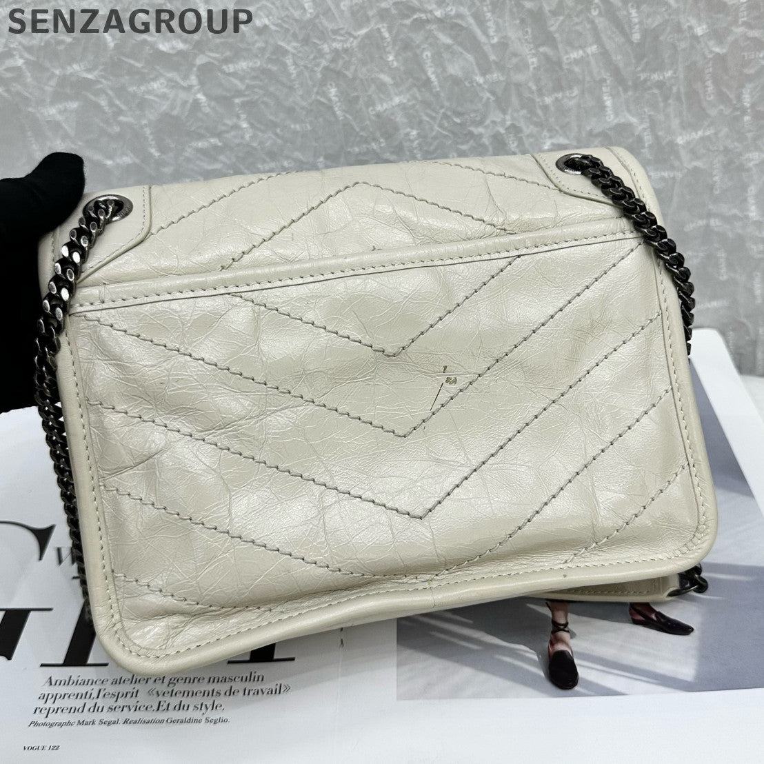 Saint Laurent Niki Baby Small Silver Chain Shoulder Crossbody Bag Classic