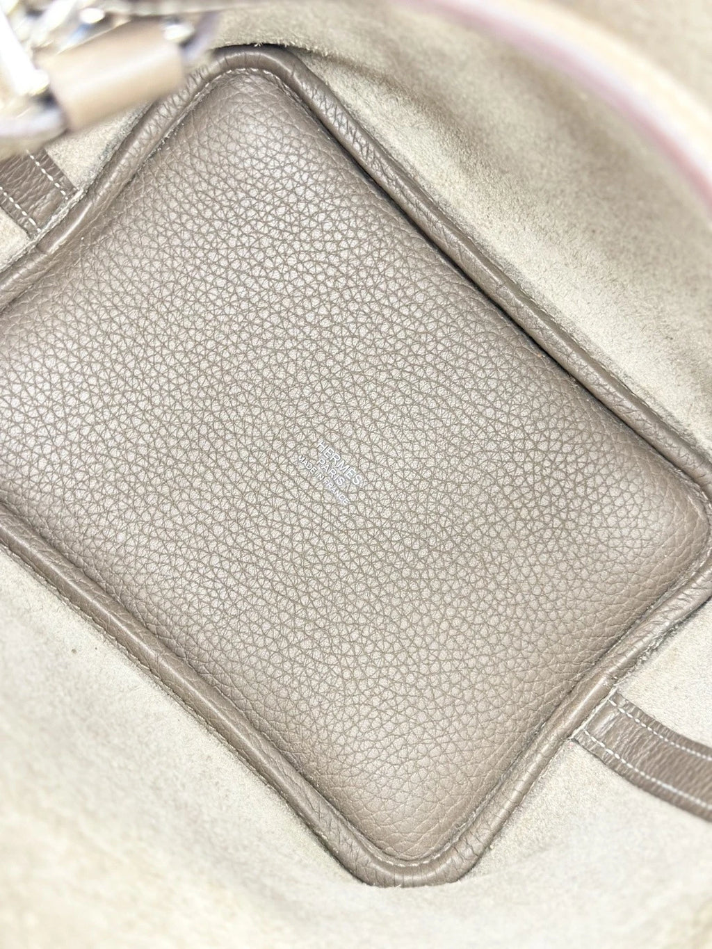 Hermes Picotin 18 Bucket Calfskin Top Handle Bag Gray Women Fashion S