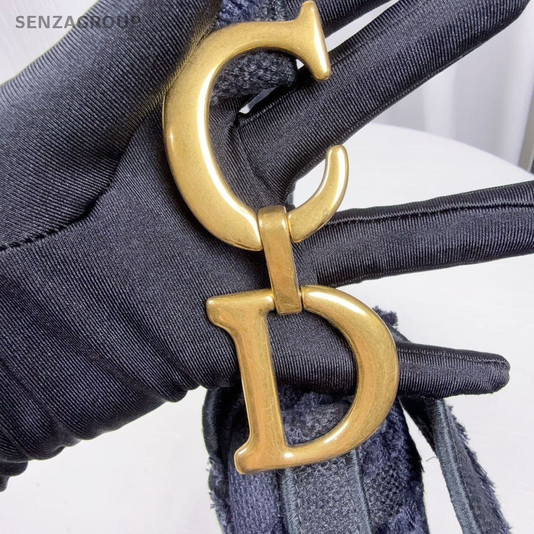 Christian Dior Saddle bag MM Embroidery in blue and black Shoulder bag Women