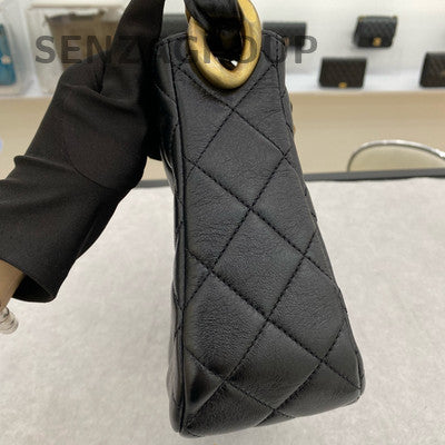 Chanel Quilted Black Gold Chain Hobo Shoulder Bag - Classic Fashion