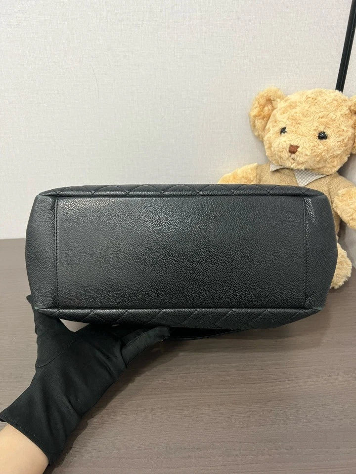 Chanel Black Gold Leather GST Shoulder Bag For Women