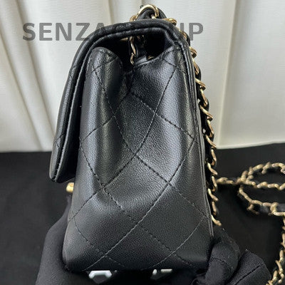 Chanel Classic Flap Black Gold Quilted Chain Shoulder Bag