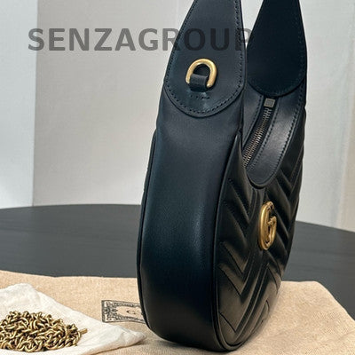 Gucci GG Marmont Black Gold Leather Shoulder Crossbody Bag