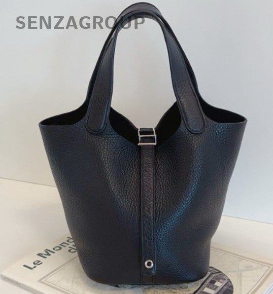 Hermes Picotin18 Lock Silver Hardware Tote Bag Black Used Women Classic