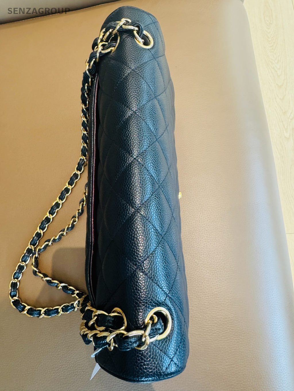 CHANEL Classic Flap Jumbo Caviar Chain Shoulder bag Black Gold Women Classic