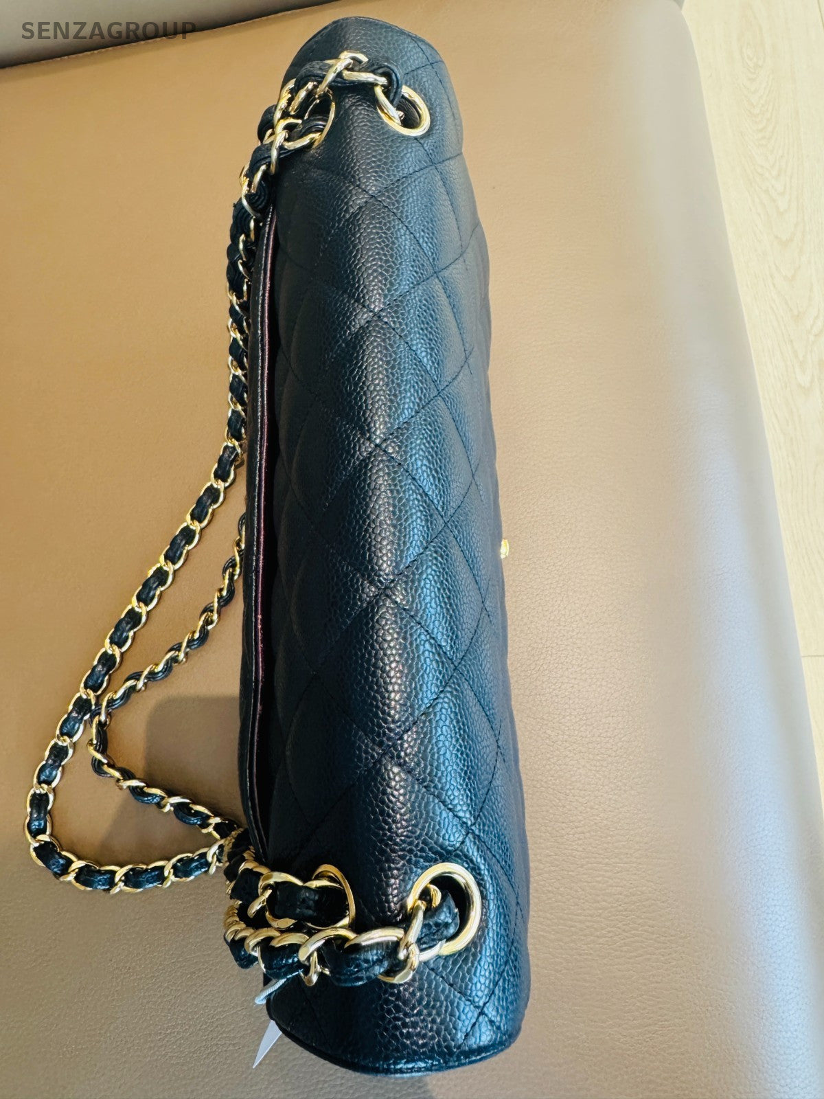 CHANEL Classic Flap Jumbo Caviar Chain Shoulder bag Black Gold Women Classic