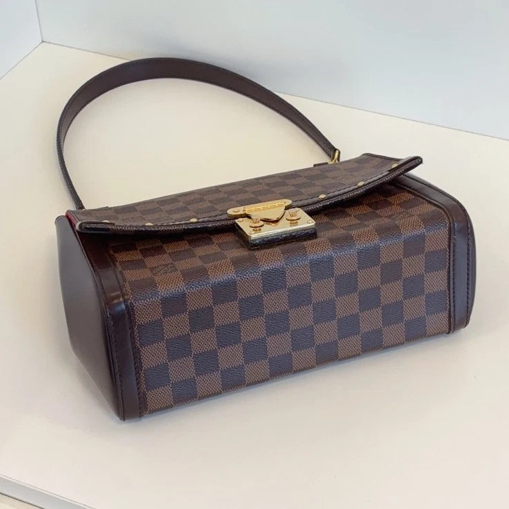 Louis Vuitton Venice Damier Ebene Shoulder Bag Brown Gold Women Classic