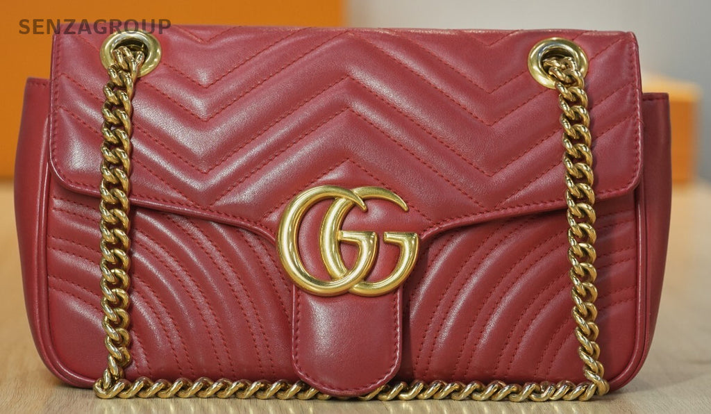 GUCCI Marmont Red with gold Crossbody Shoulder bag