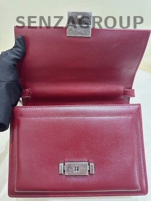 YSL Saint Laurent Bellechasse Red Silver Vintage Shoulder Bag Women Classic