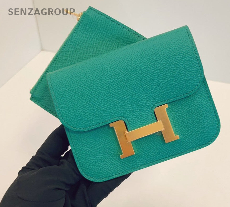 Hermes Constance Slim Purse Epsom Leather Green Almost Brand NEW Women