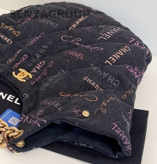 Chanel Hobo Chain Shoulder Bag Gold Black Used Women Designer