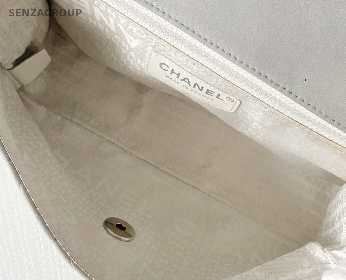 Chanel Classic Flap Mini Chain Shoulder Bag Crossbody Gray Silver Women Designer
