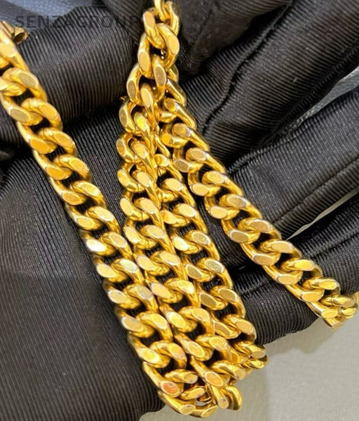 Saint Laurent WOC Calfskin Chain Shoulder Bag Black Gold Used Women Classic