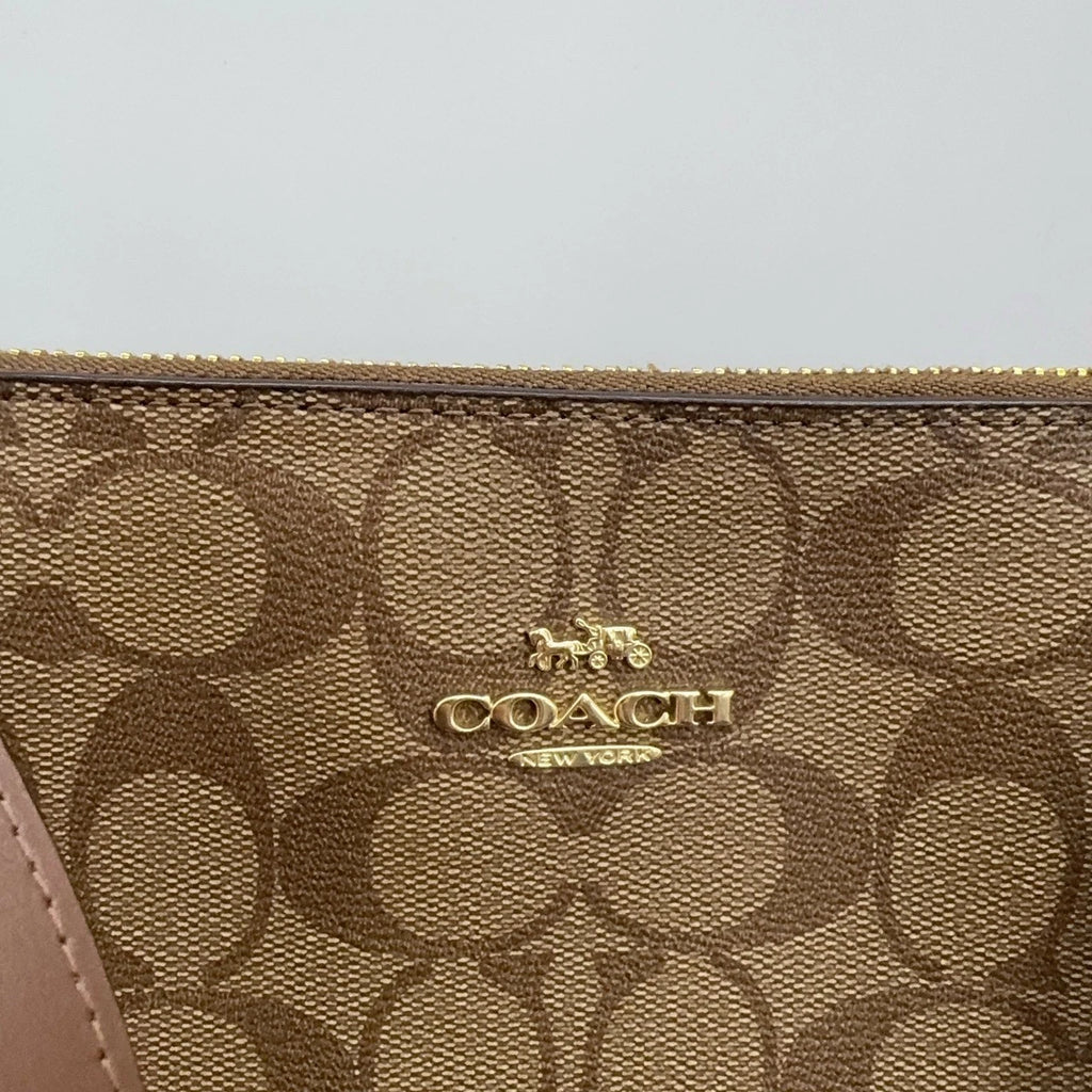 Coach Women's Brown Monogram PVC Canvas Leather Tote Shoulder Bag