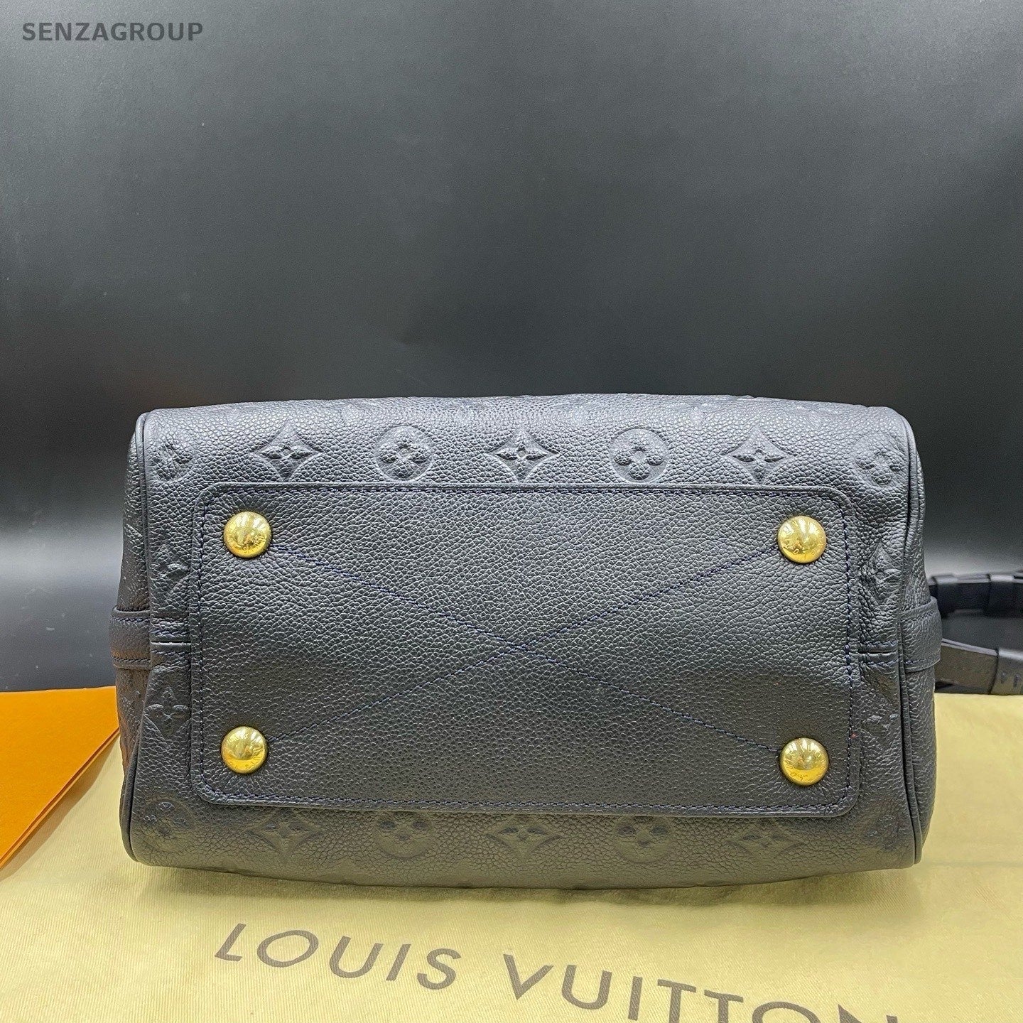 Louis Vuitton Speedy25 Monogram Top Handle Bag Crossbody Black Gold Women
