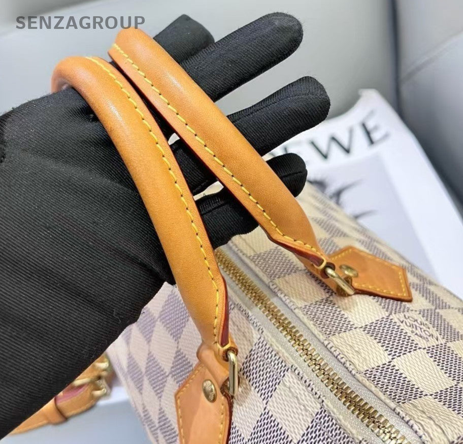 Louis Vuitton Speedy sp25 Damier Azur Top Handle Shoulder Bag Women Blue