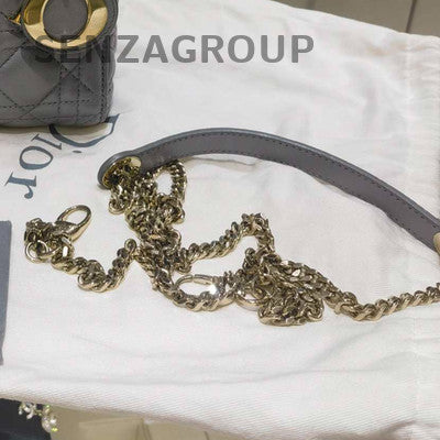 Dior Lady Dior Gray Gold Chain Crossbody Handbag Cannage Classic