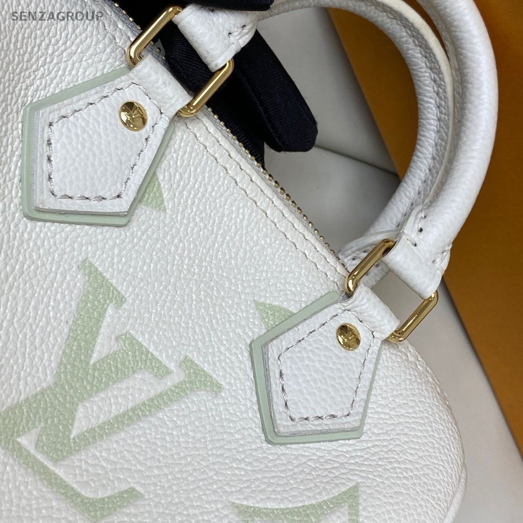 Louis Vuitton Speedy Nano Monogram Top Handle Bag Chain Crossbody Green Women