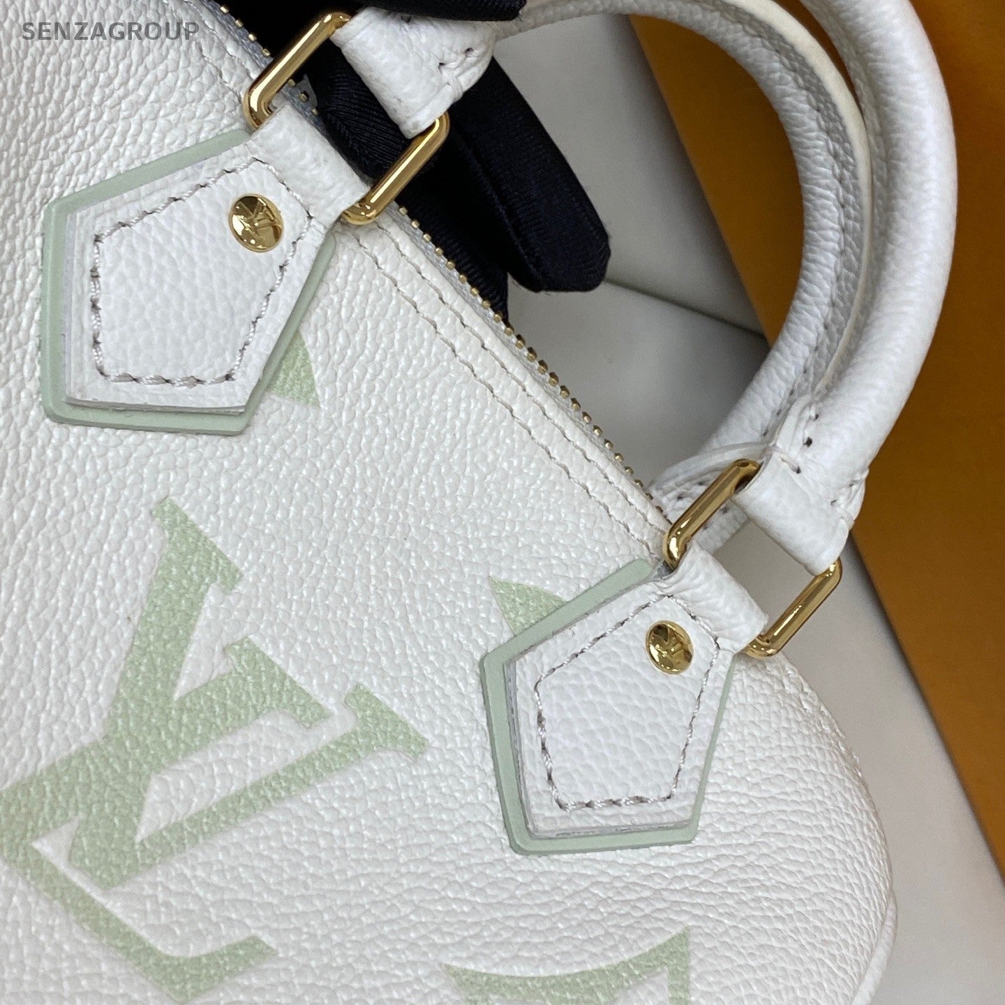 Louis Vuitton Speedy Nano Monogram Top Handle Bag Chain Crossbody Green Women