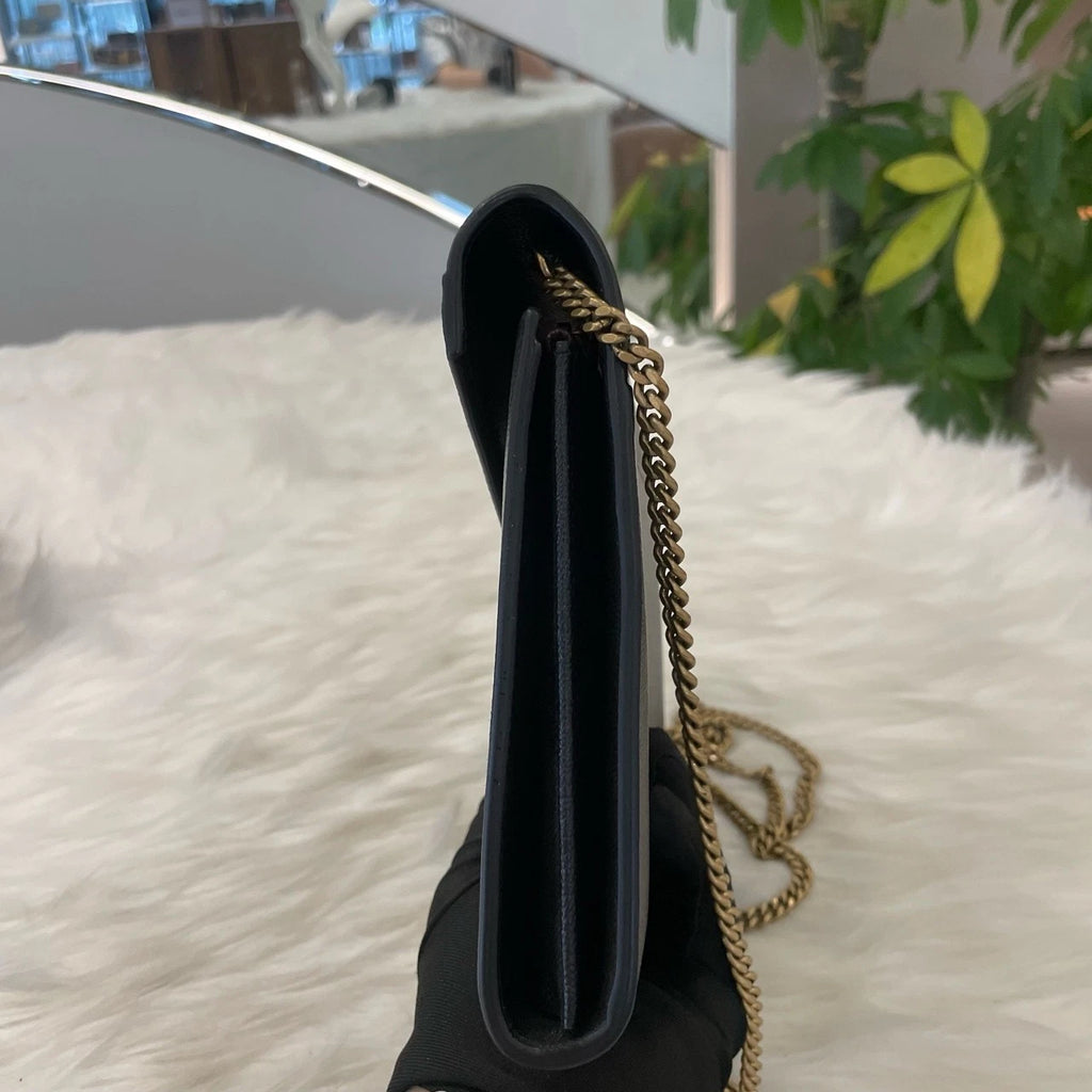 Saint Laurent Envelope Chain Shoulder Crossbody Bag Black Gold Classic