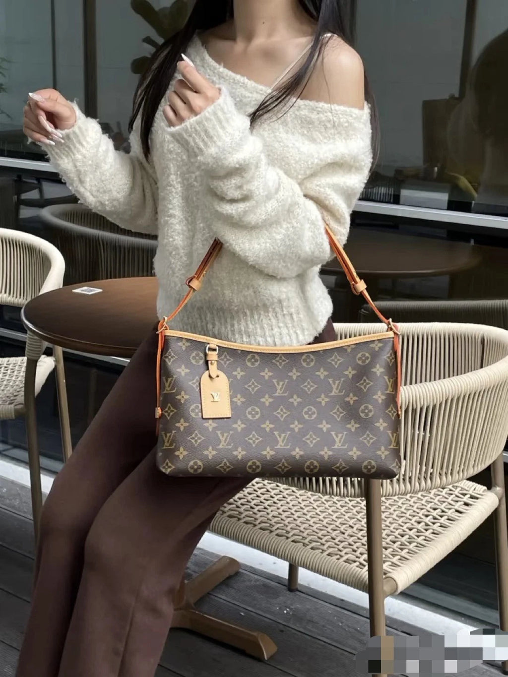 Louis Vuitton Carryall Monogram 2Ways Shoulder Crossbody Bag Brown Women S