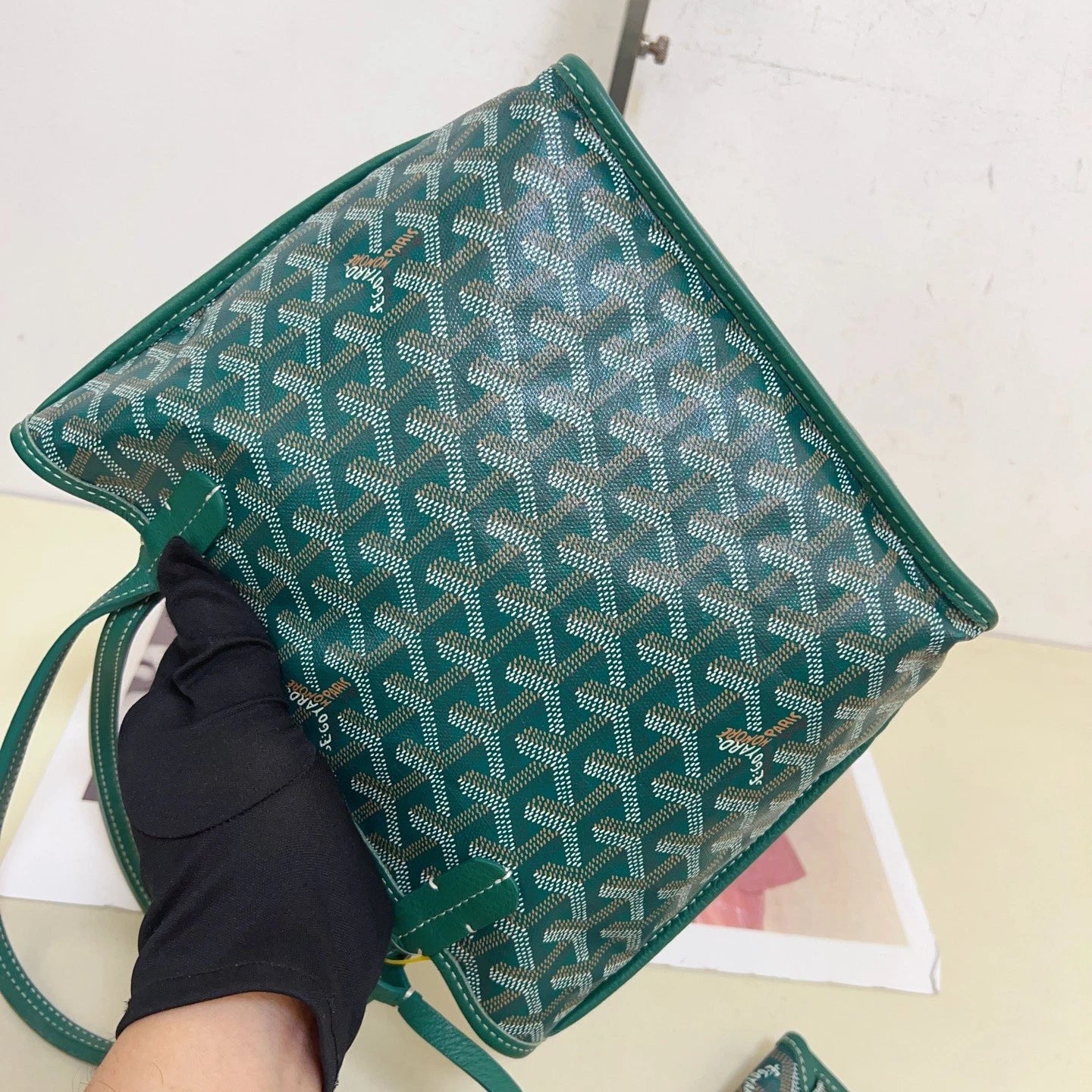 Goyard Tote Mini Green Silver Shoulder Bag Used Women Classic