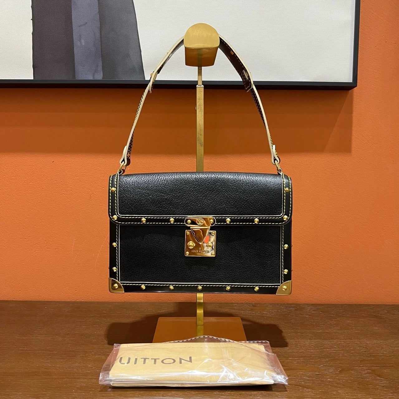 Louis Vuitton Souhali Black Gold Mini Goatskin Handbag For Women