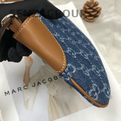 Gucci Shoulder Underarm Bag Blue Brown Women's Fashion Classic