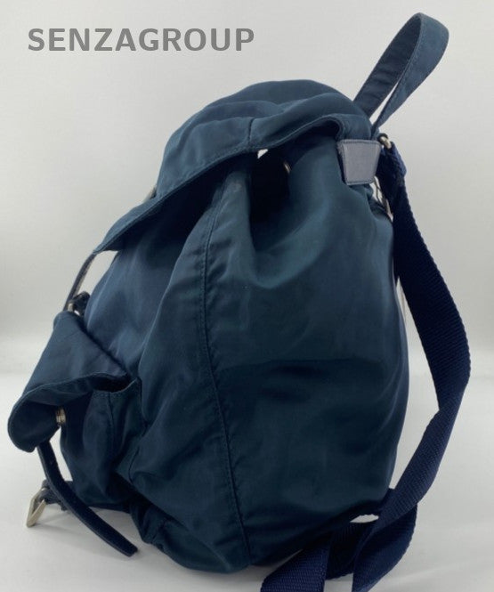 Prada Nylon Parachute Backpack Blue Silver Unisex Adults Classic