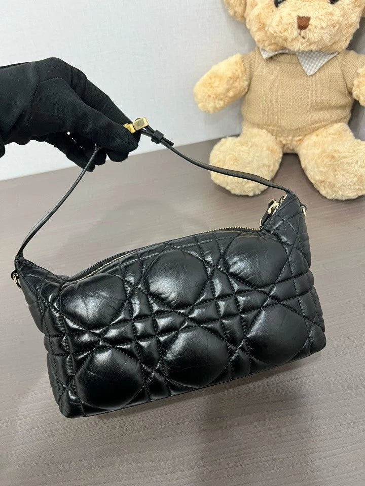 Dior Black Gold Lunch Box Top Handle Handbag For Women