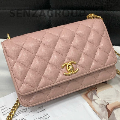 Chanel Pink Gold WOC Chain Shoulder Crossbody Bag Women Classic