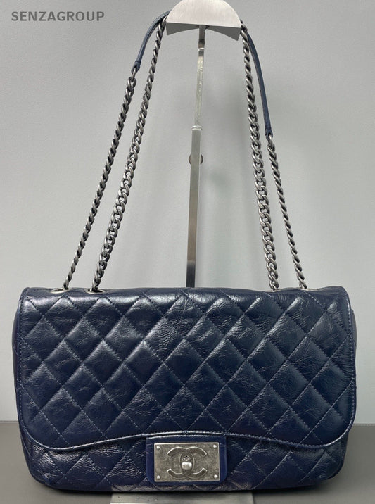 CHANEL Classic Flap Leboy Chain Shoulder bag Oil wax leather Deep Blue Women