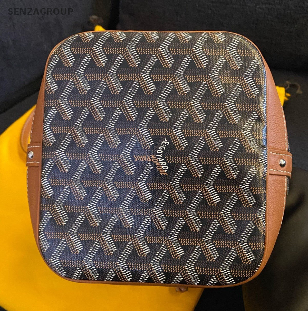 Goyard Petit Flot PM Bucket Shoulder Bag Brown Silver Used Women Classic