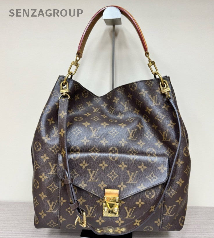 Louis Vuitton Monogram Hobo Handbag Shoulder Bag Brown Gold Women Classic