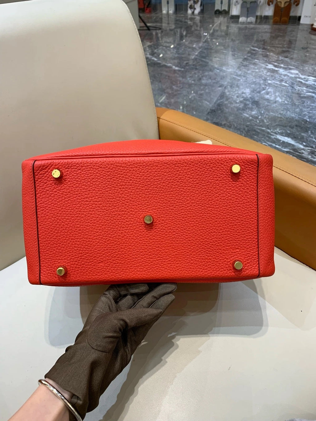 Hermes Lindy30 TC Leather Red Gold Hardware Bag For Women
