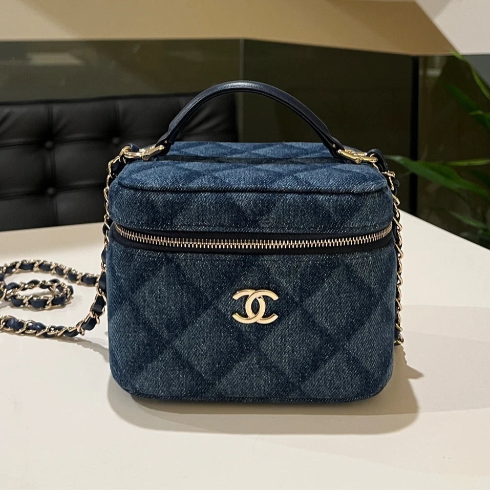 CHANEL Denim Vanity Cosmetic Makeup Storage Box