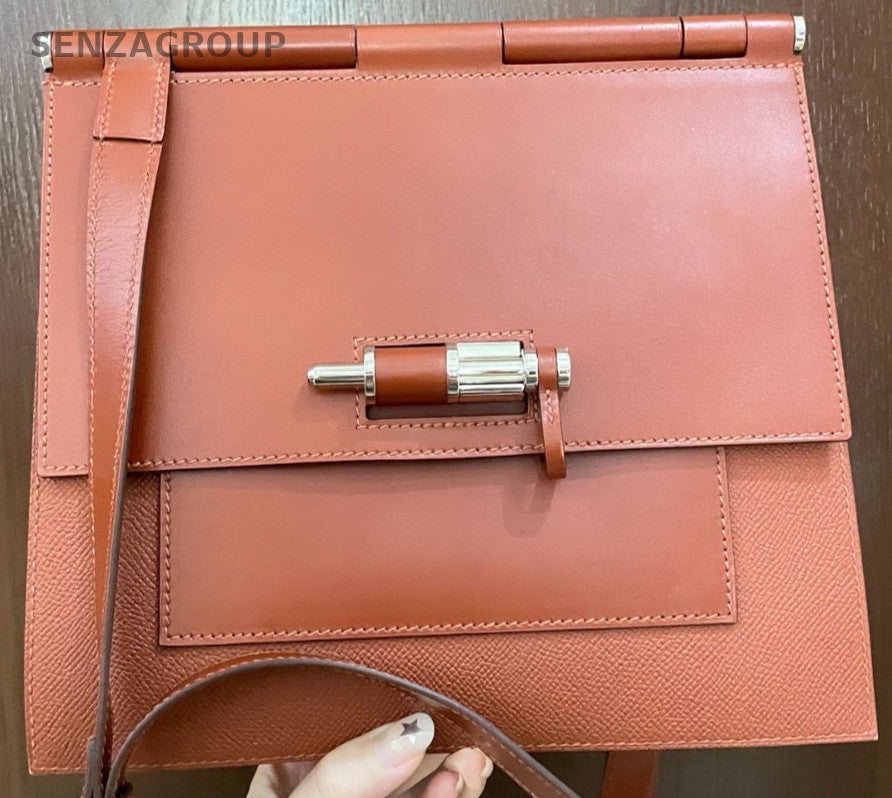 Hermes Sacabar Shoulder Bag Orange Silver Used Women Classic