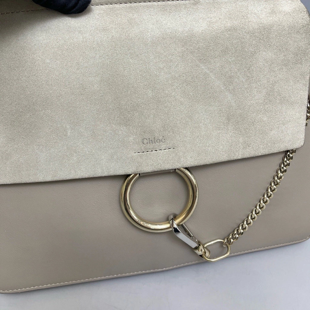 Chloe Faye GM Shoulder Bag Crossbody Gray Silver Women Classic