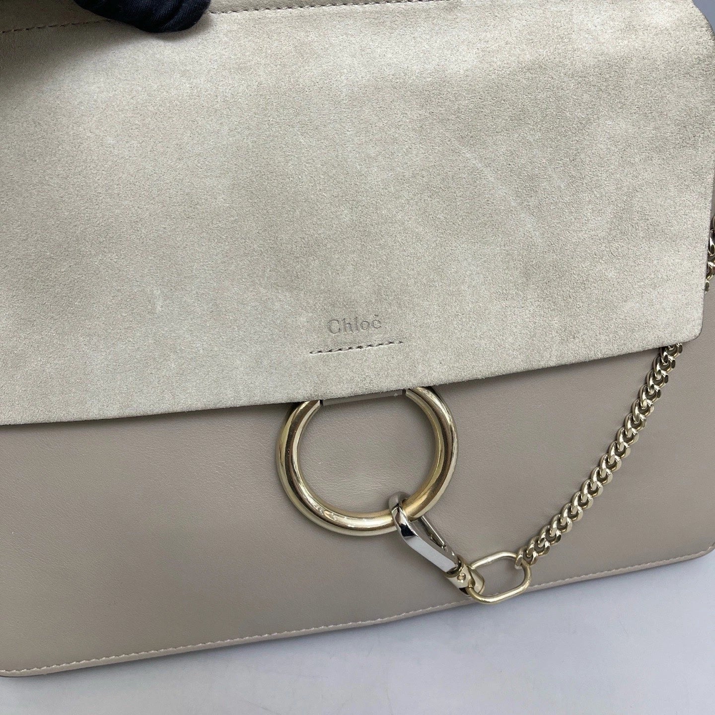 Chloe Faye GM Shoulder Bag Crossbody Gray Silver Women Classic