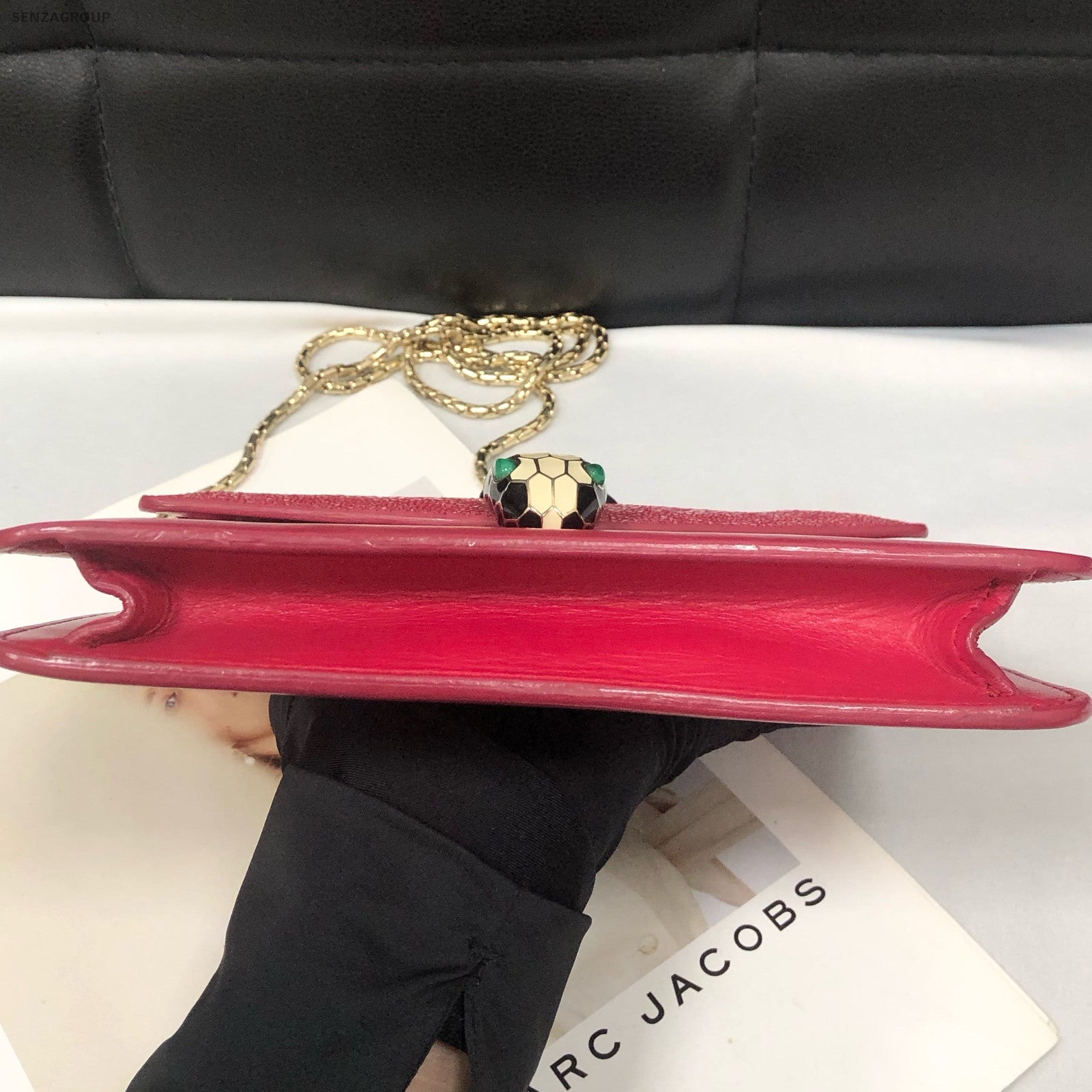 Bvlgari Serpenti Forever Chain Bag Red Gold Women's Classic Shoulder Crossbody