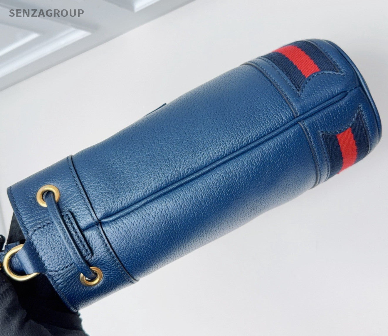 Gucci Ophidia Bucket Top Handle Bag Crossbody Blue Gold Women Classic Fashion