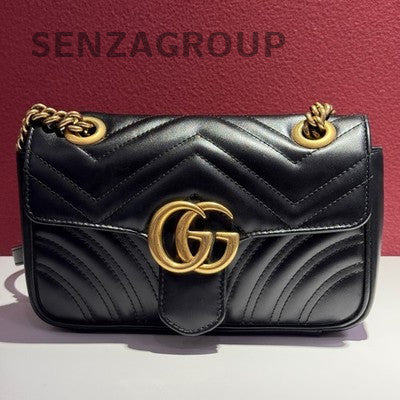 Gucci Black Gold Marmont Chain Shoulder Crossbody Bag Classic Women