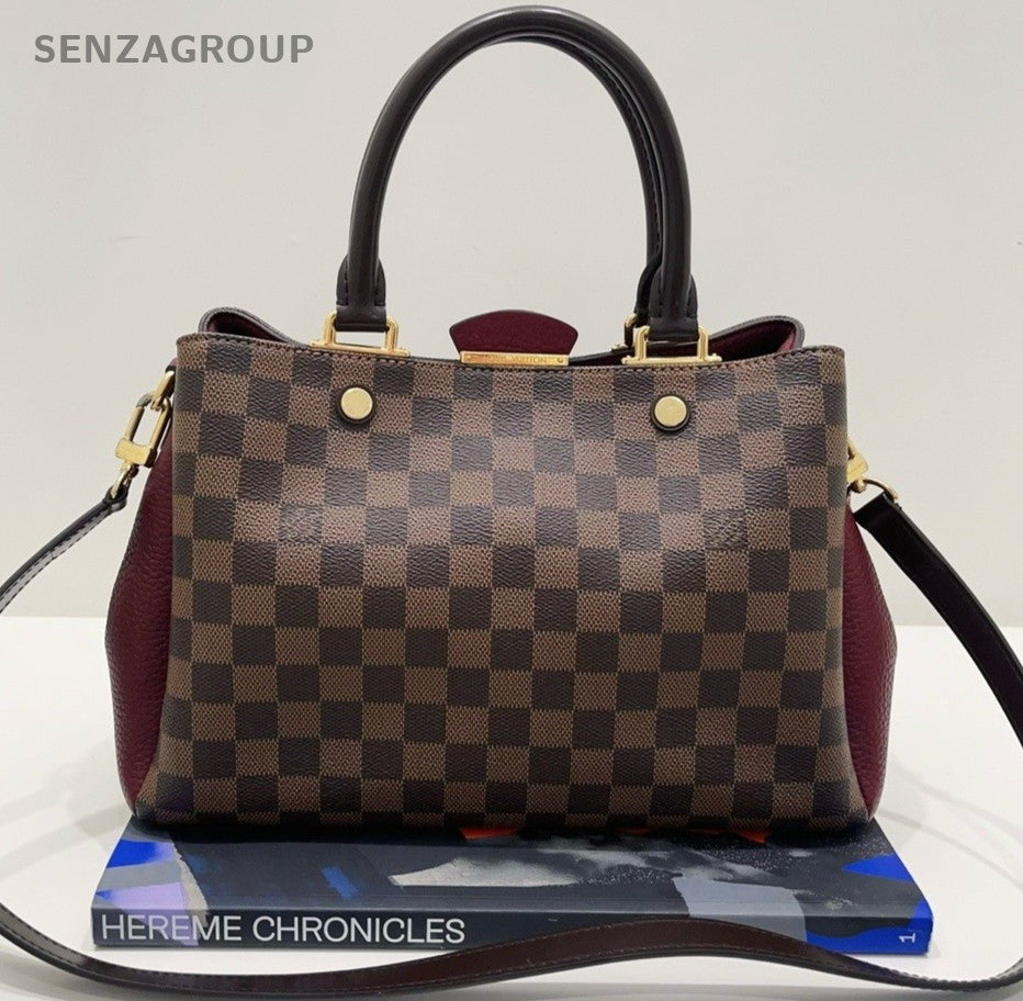 Louis Vuitton Brittany Damier Ebene Top Handle Shoulder Crossbody Bag Brown