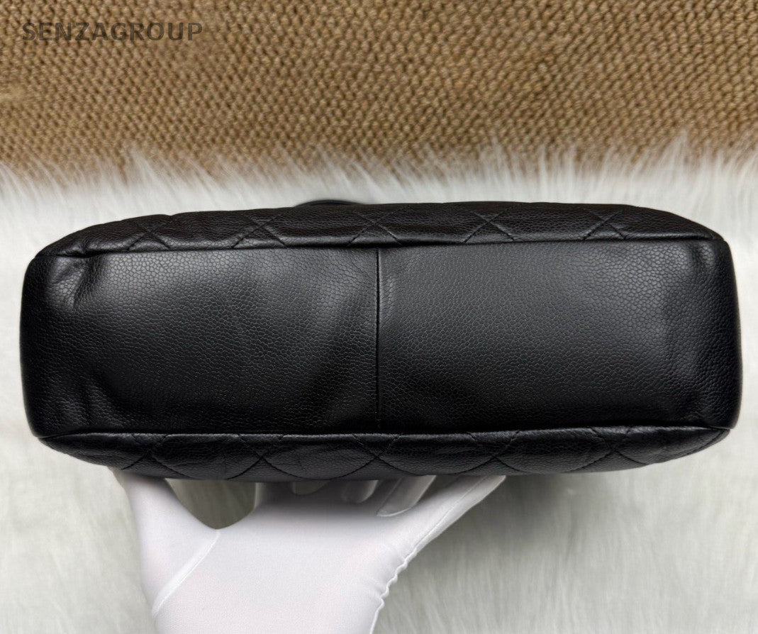 Chanel Diamond CC Logo Chain Shoulder Bag Black Silver Women Classic