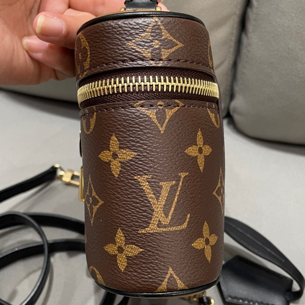 Louis Vuitton Vanity Box Bag Brown Gold Chain Strap Handbag Women's Fashion