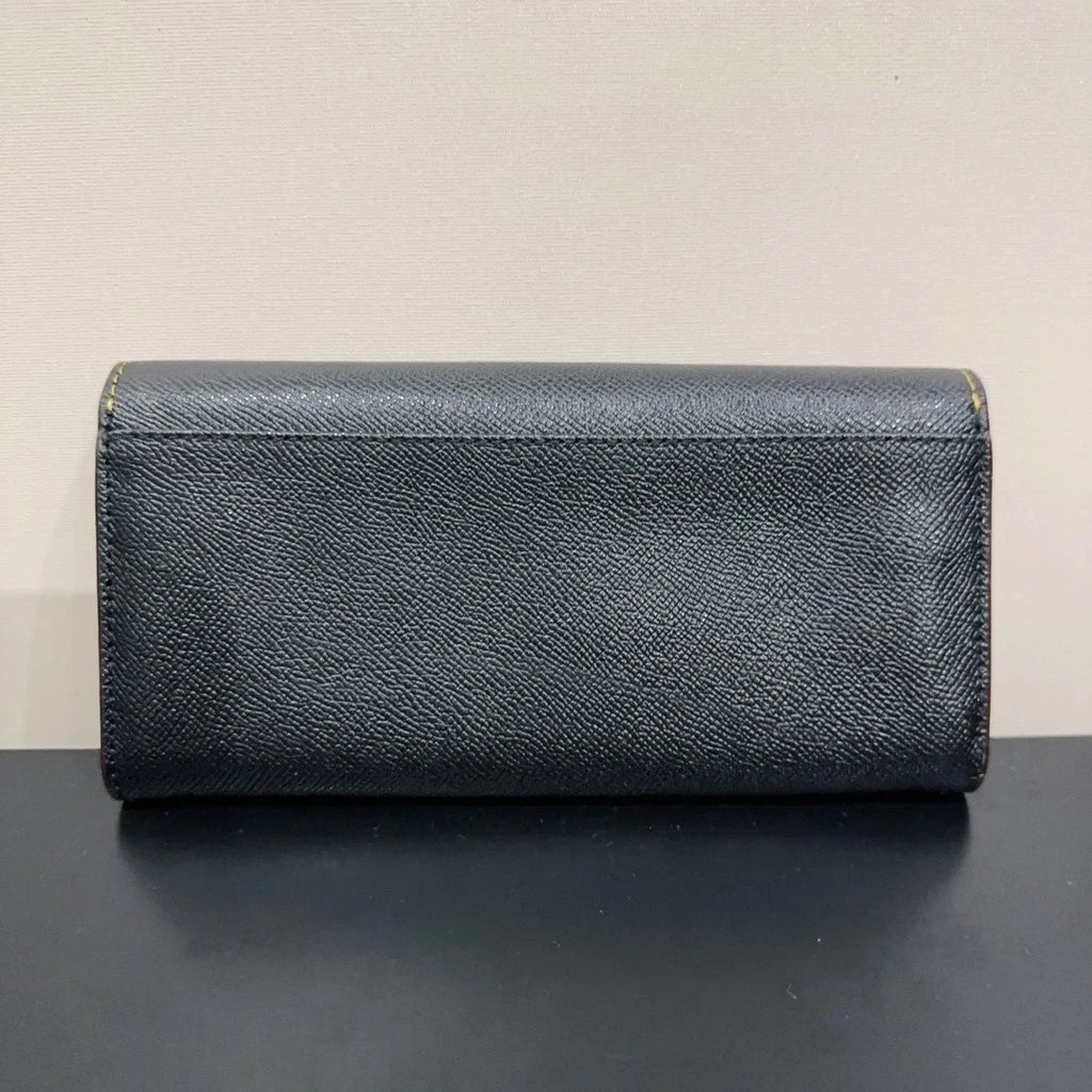 Coach Women's Panda Envelope Leather Long Wallet Clutch Black
