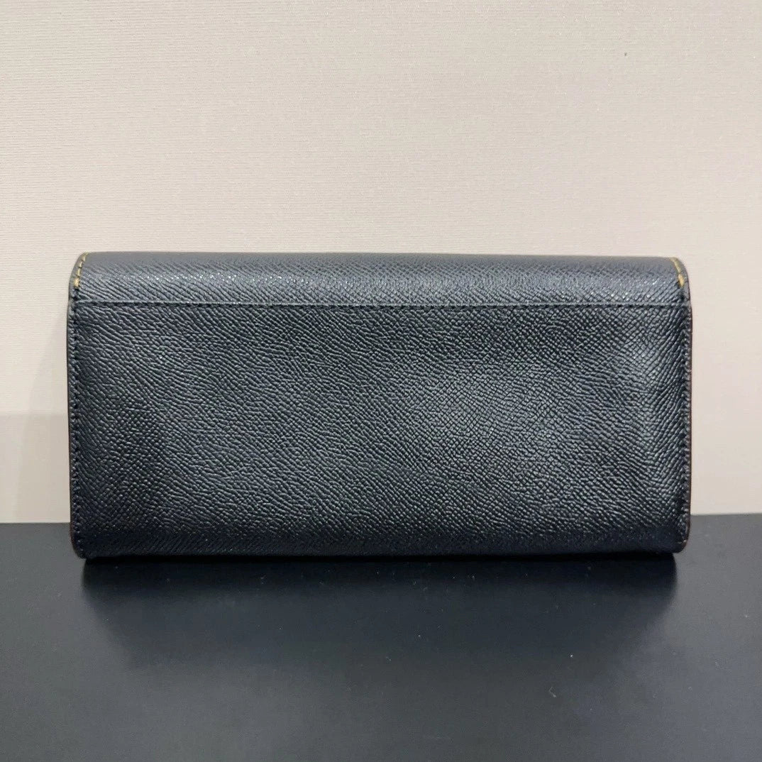 Coach Women's Panda Envelope Leather Long Wallet Clutch Black
