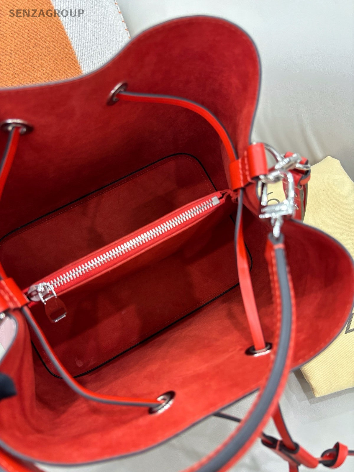 Louis Vuitton Bucket Epi Top Handle Shoulder Bag Pink Red Silver Women Classic