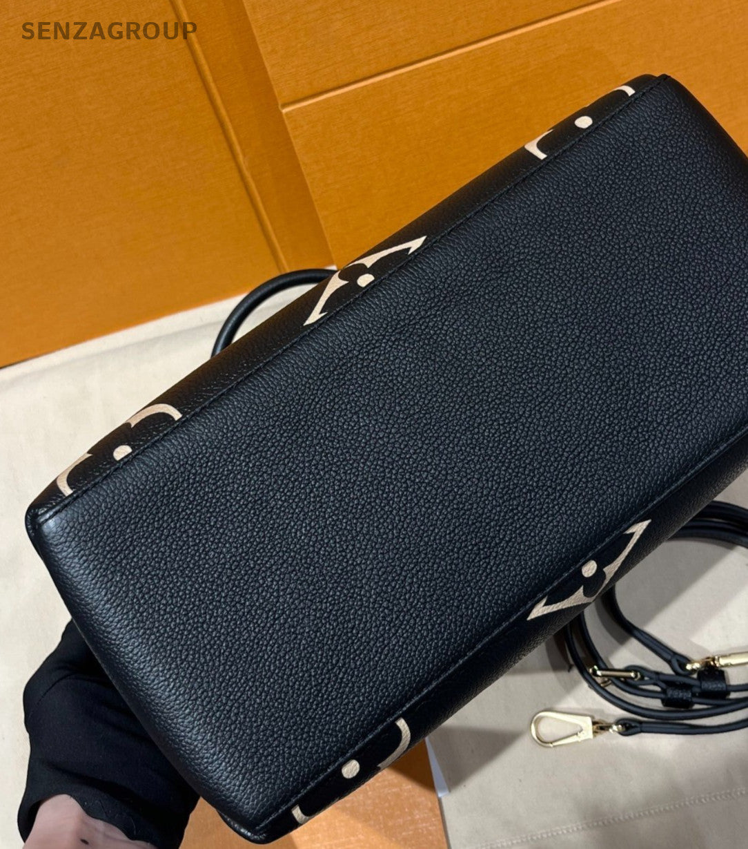 Louis Vuitton Montaigne Embossed Leather Shoulder Top Handle Bag Women Black